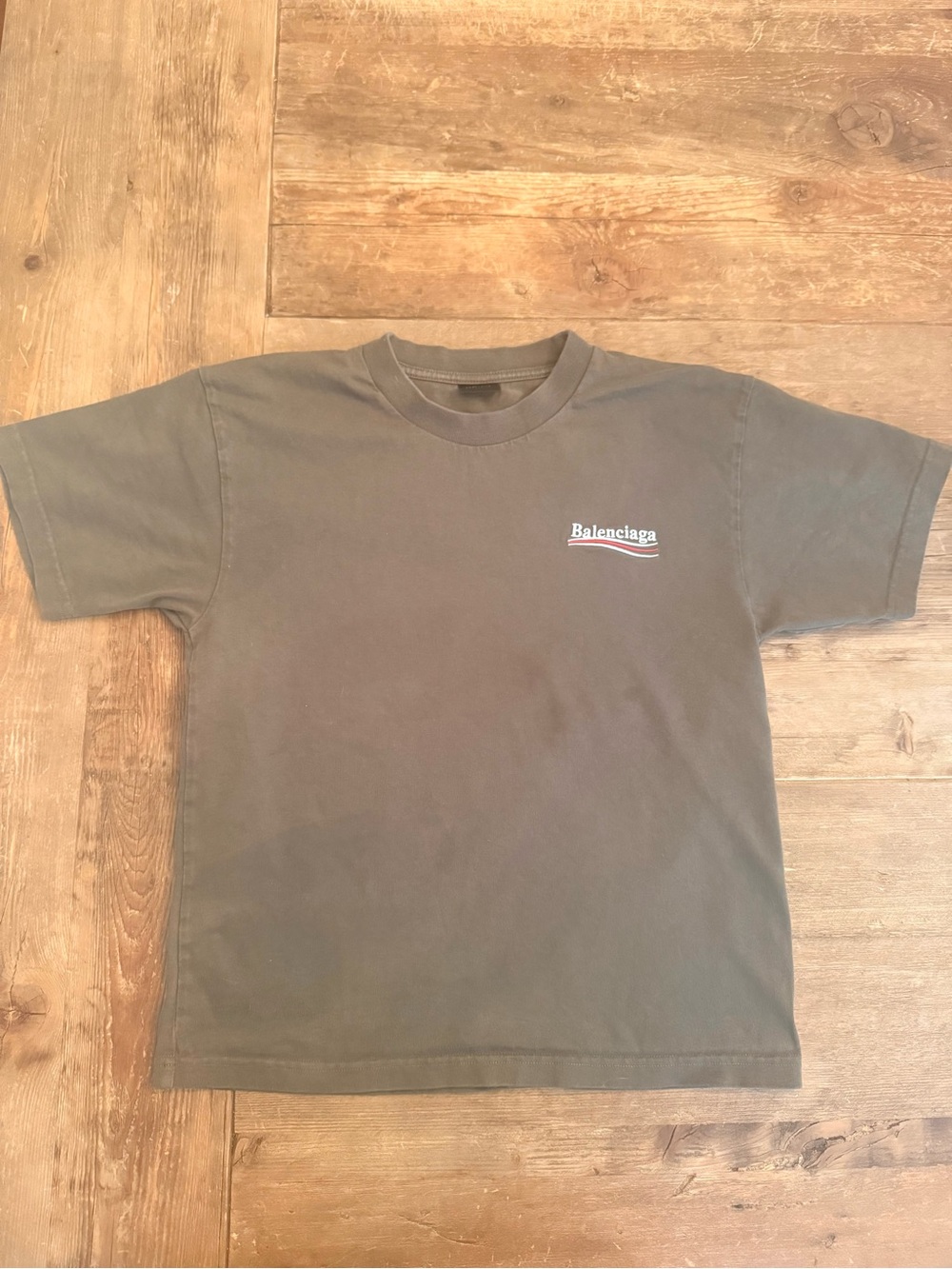 Balenciaga Kids Olive Green Logo Tee